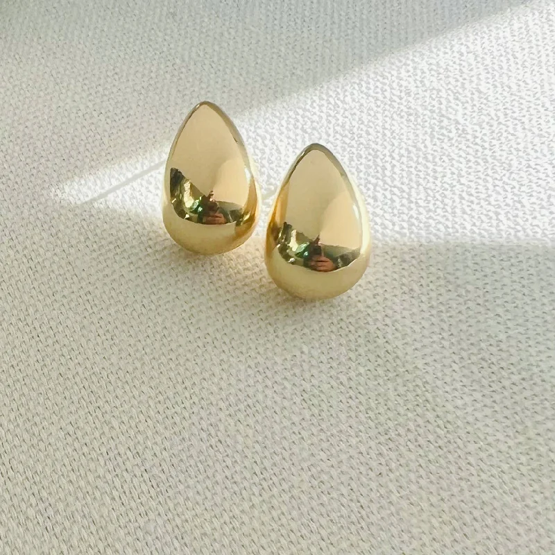 Women’s chunky earrings-Dome Studs Earrings Gold Filled