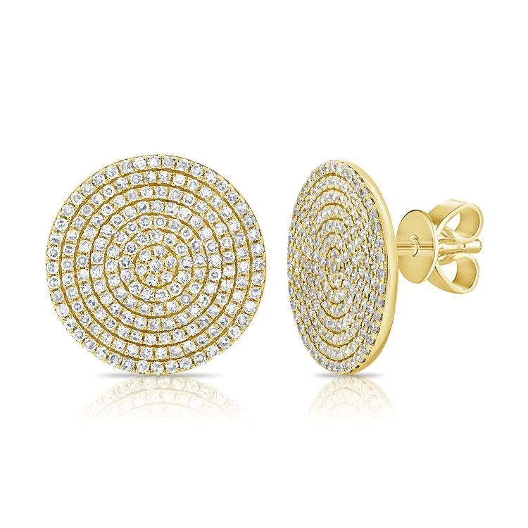 Women’s elegant drop earrings-Jumbo Pave Diamond Disc Earrings