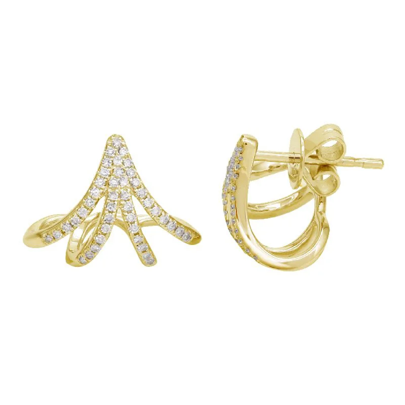 Women’s diamond drop earrings-Diamond Huggie Web Hoop Earrings