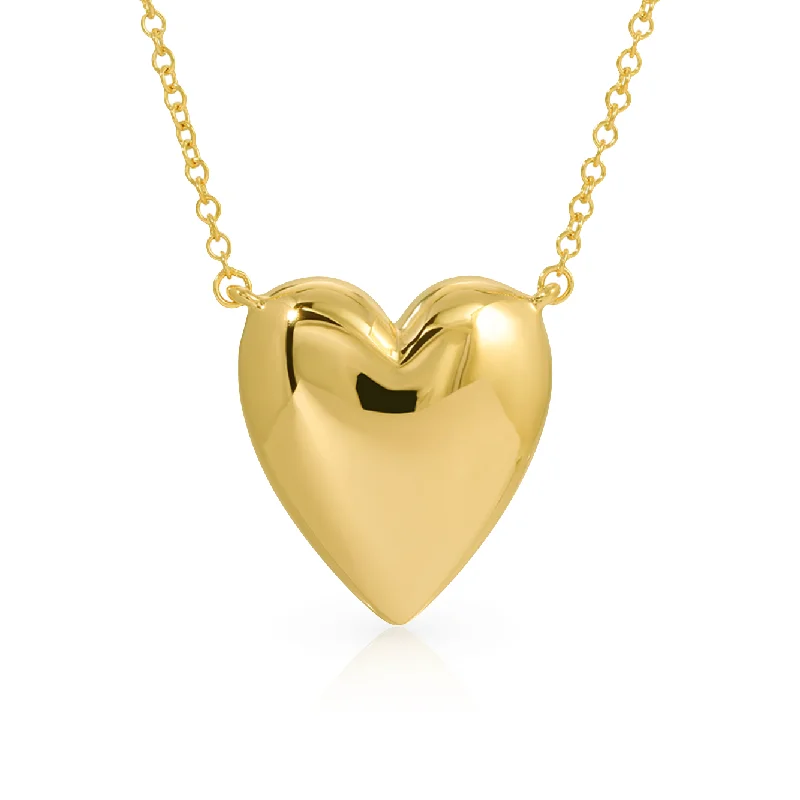 Women’s classic hoop earrings-Heart Bold Golden Necklace