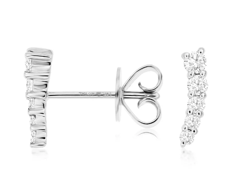 Women’s bridal earrings-Curved Diamond Stud