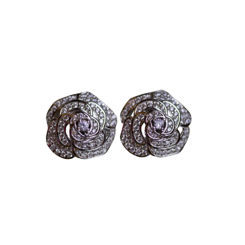 Women’s gemstone stud earrings-Garden of Roses .925 Sterling Silver Moissanite Earrings