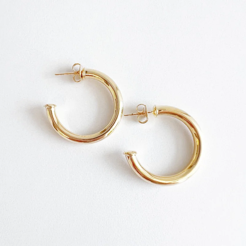 Women’s drop earrings-Nova Tube Hoops Earrings Gold Filled