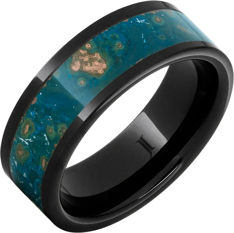 Women’s princess diamond rings-Copper Sea - Black Diamond Ceramic™ Blue Patina Copper Ring