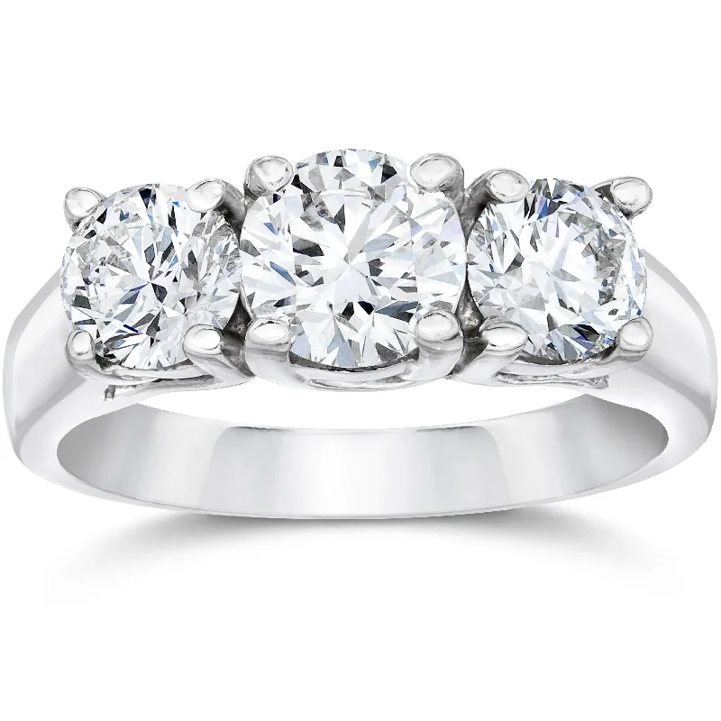 Women’s alternative engagement rings-2 1/2ct Three Stone Diamond Ring 14K White Gold