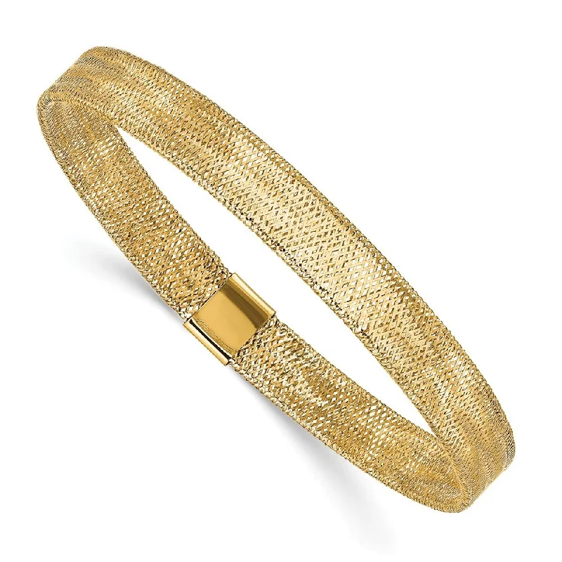 Women’s simple gold bracelets-14k Yellow Gold 7mm Stretch Bangle Bracelet, 7"