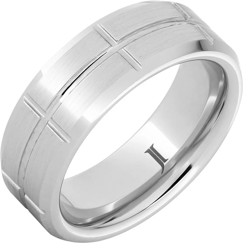 Women’s silver rings-Grid – Satin Finish Grid Pattern Serinium® Ring