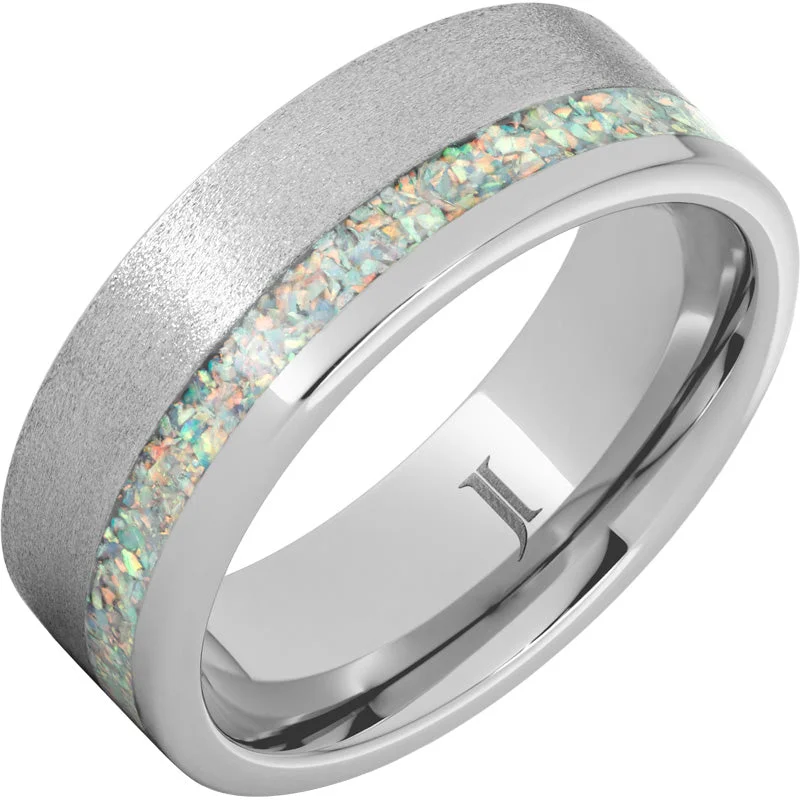 Women’s colorful gemstone rings-Serinium® Ring with Opal Inlay and Stone Finish