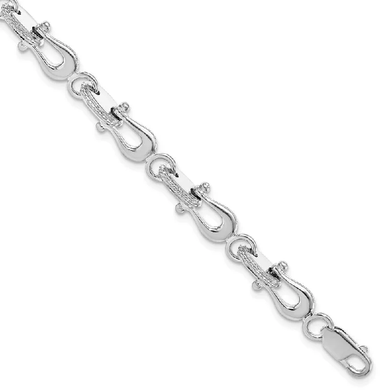 Women’s romantic bracelets-Sterling Silver Polished Mariners Link Bracelet-WBC-QH5611-8