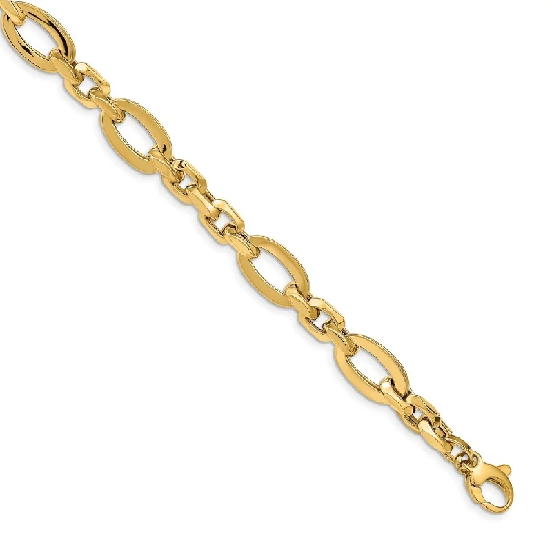 Women’s stretch bracelets-14k Yellow Gold 9mm Polished Link Bracelet, 8.25"