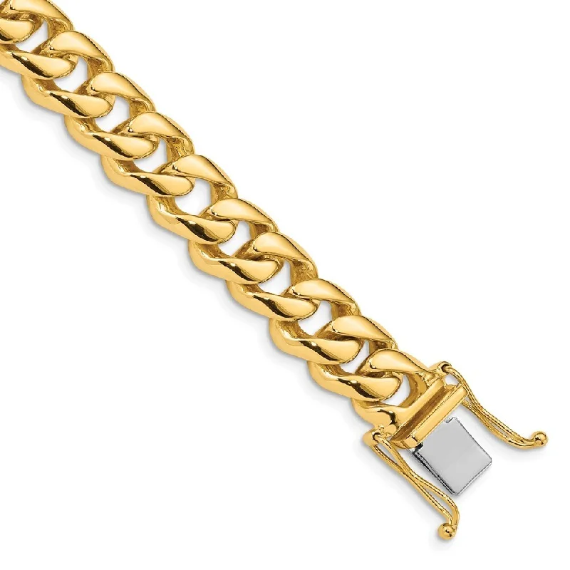 Women’s statement bracelets-14k Yellow Gold 9.6mm Hand-polished Rounded Curb Link Bracelet, 8"