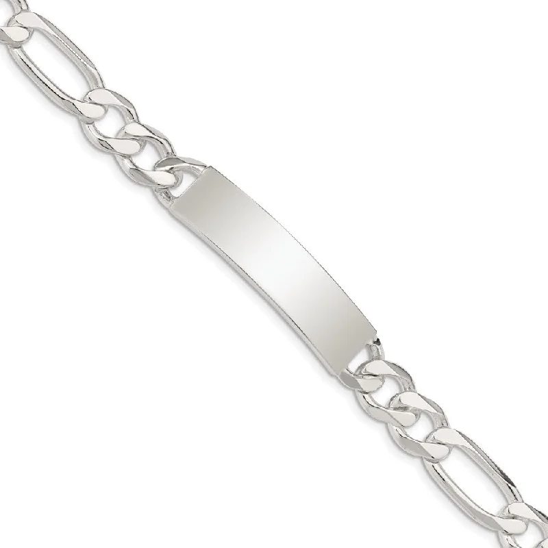 Women’s unique bangle bracelets-Sterling Silver Figaro Link ID Bracelet-WBC-QID190-7.5