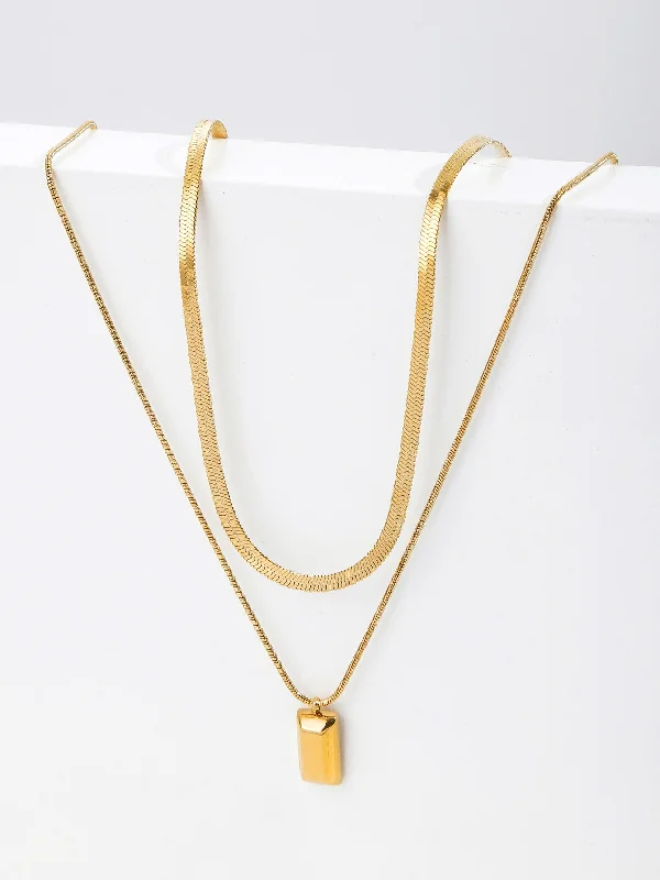 Women’s layered gold necklaces-Stainless Steel 18K Gold Plated Simple Style Geometric Pendant Necklace