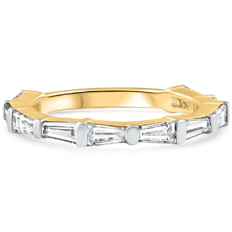 Women’s rustic engagement rings-1 1/5Ct Tapered Baguette Diamond Wedding Ring 14k Gold Lab Grown