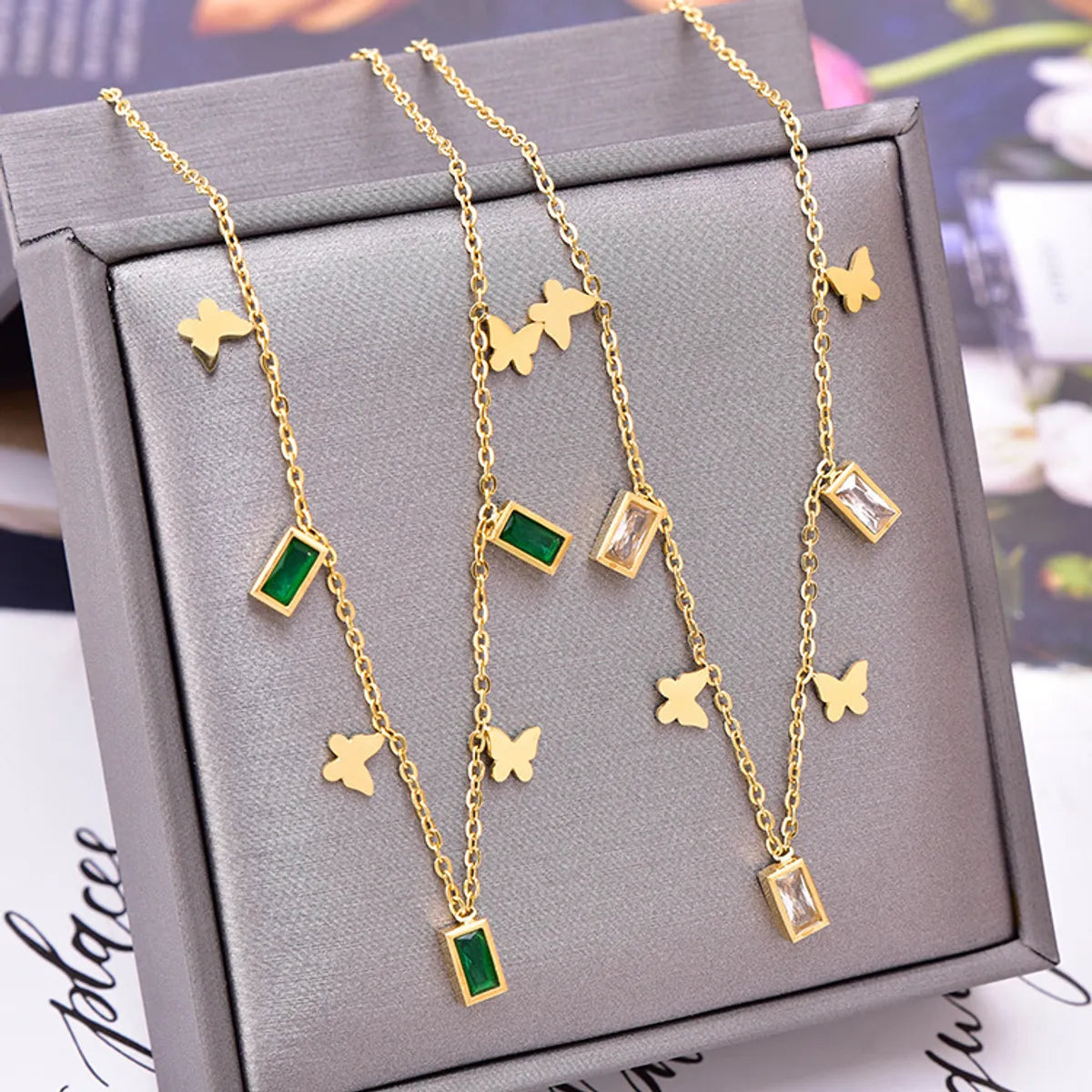 Women’s elegant necklaces-Fashion Geometric Titanium Steel Plating Zircon Necklace