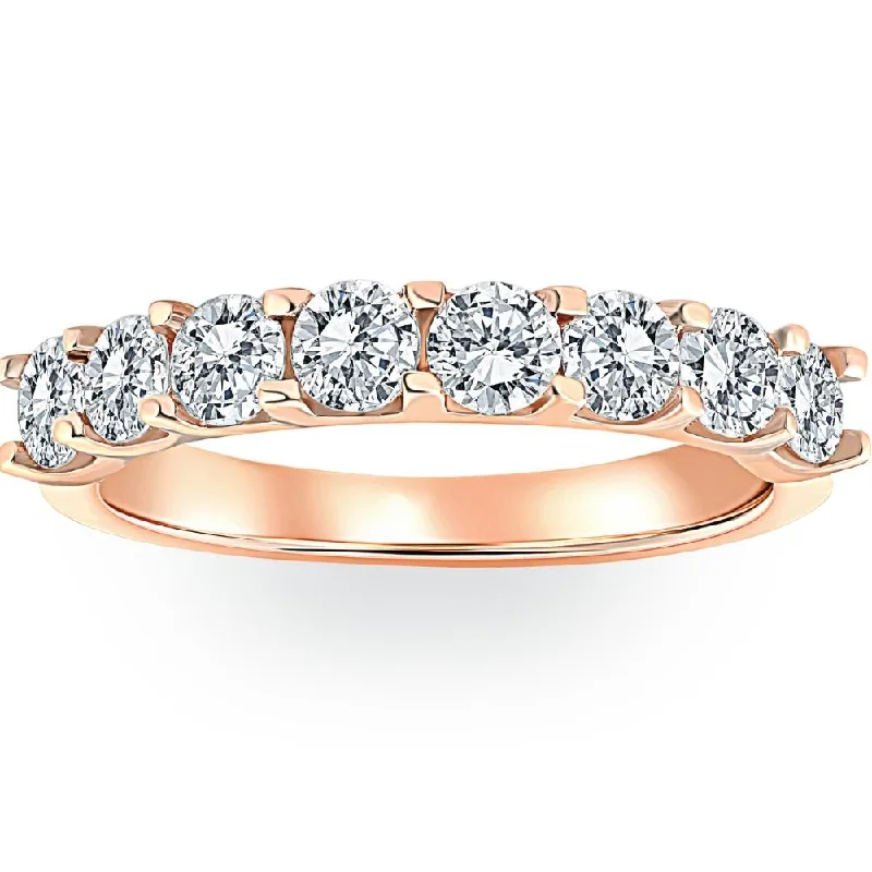 Women’s simple engagement rings-1 5/8 ct Diamond U Prong Wedding Ring 14k Rose Gold Anniversary Band Lab Grown