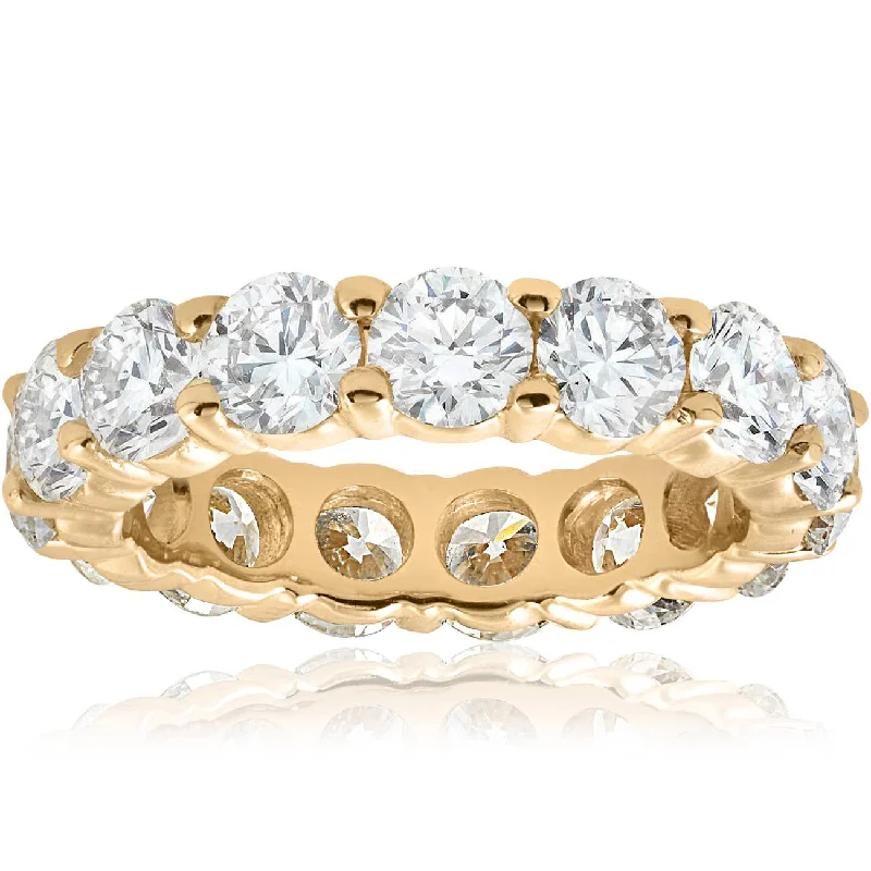 Women’s modern engagement rings-5ct Prong Diamond Eternity Wedding Ring 14K Yellow Gold