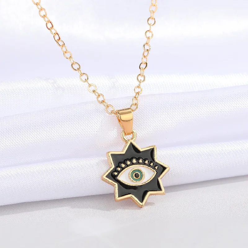 Black Octagonal Star Upper Eyelashes Eye Necklace