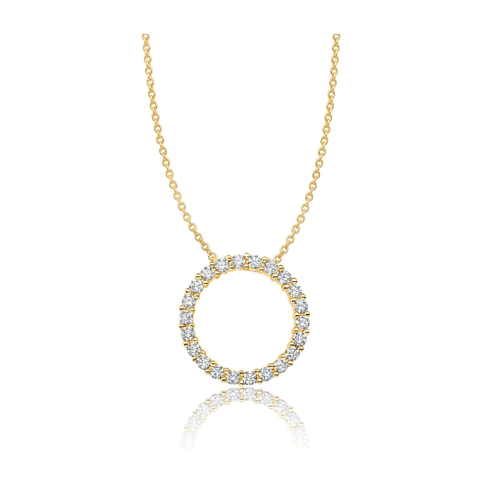 Women’s elegant gold necklaces-CRISLU Open Pave Circle Necklace In 18kt Yellow Gold