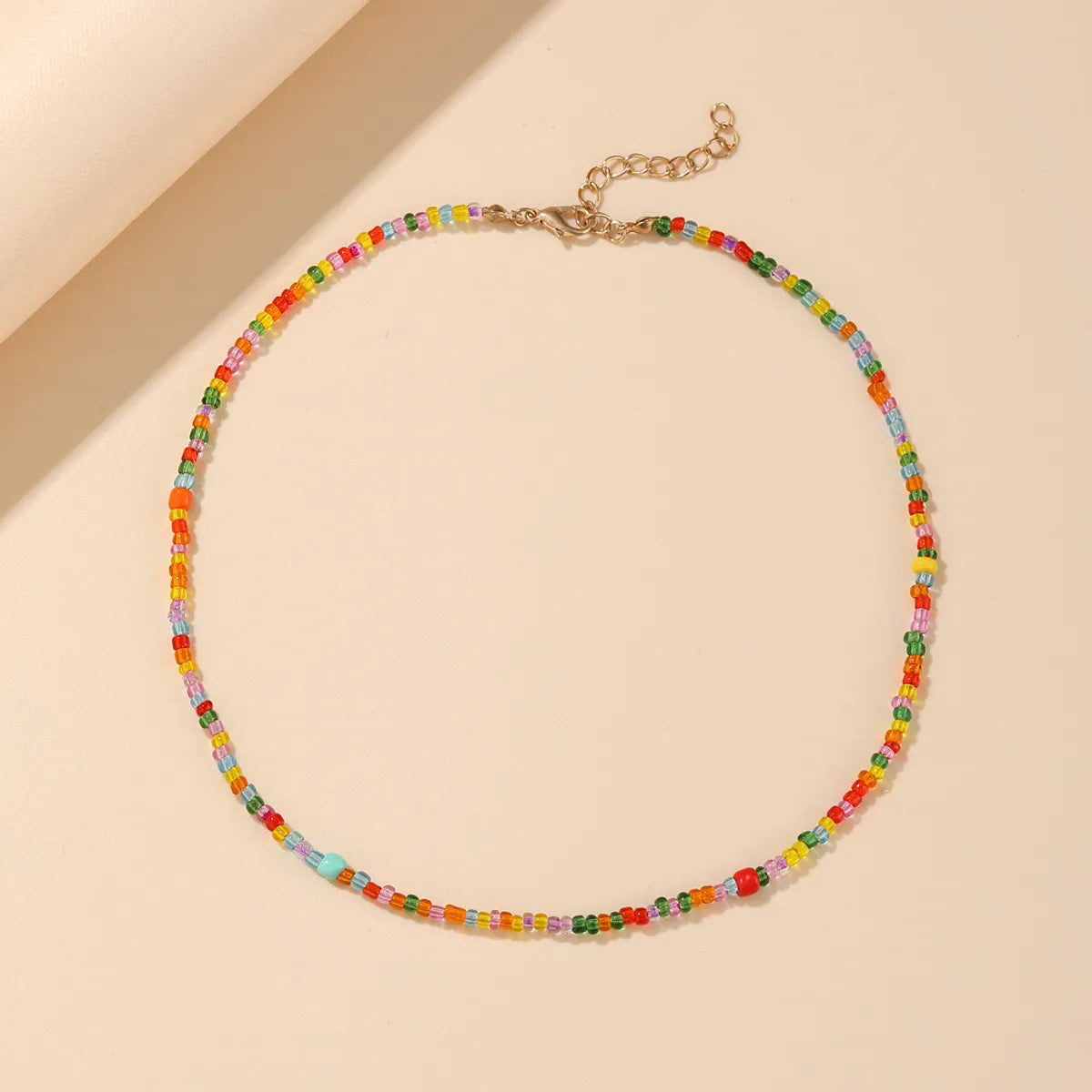 Women’s crystal charm necklaces-Bohemian Colorful Beaded Rice Bead Necklace Wholesale Gooddiy