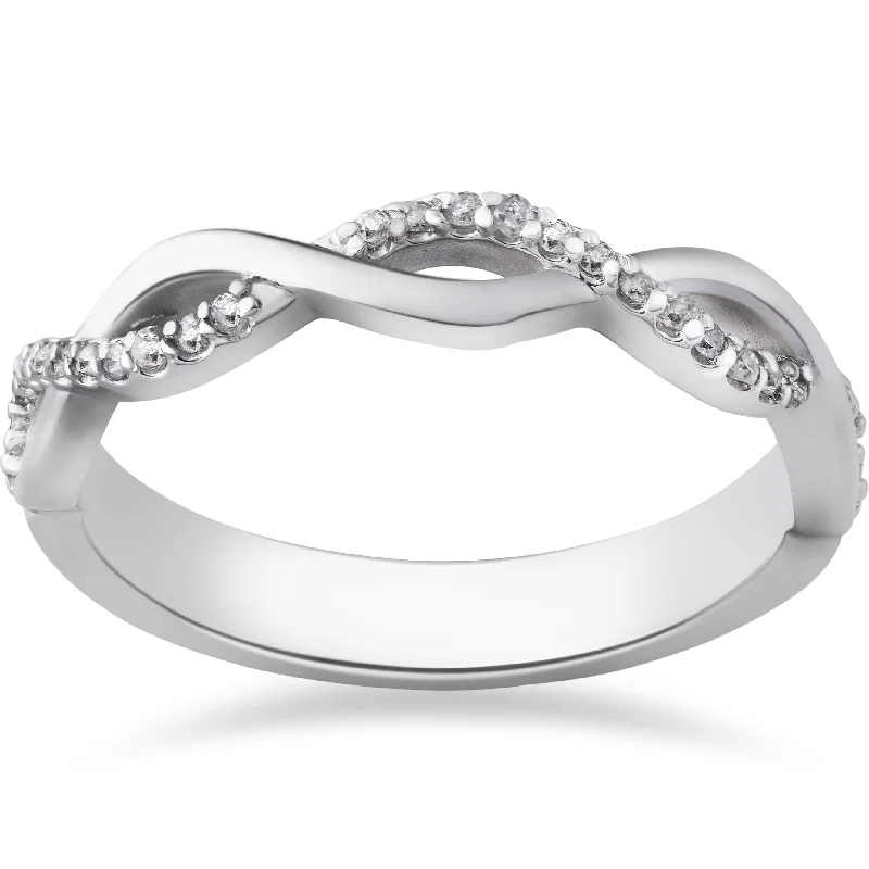 Women’s platinum solitaire engagement rings-1/8ct Diamond Infinity Wedding Ring 10k White Gold