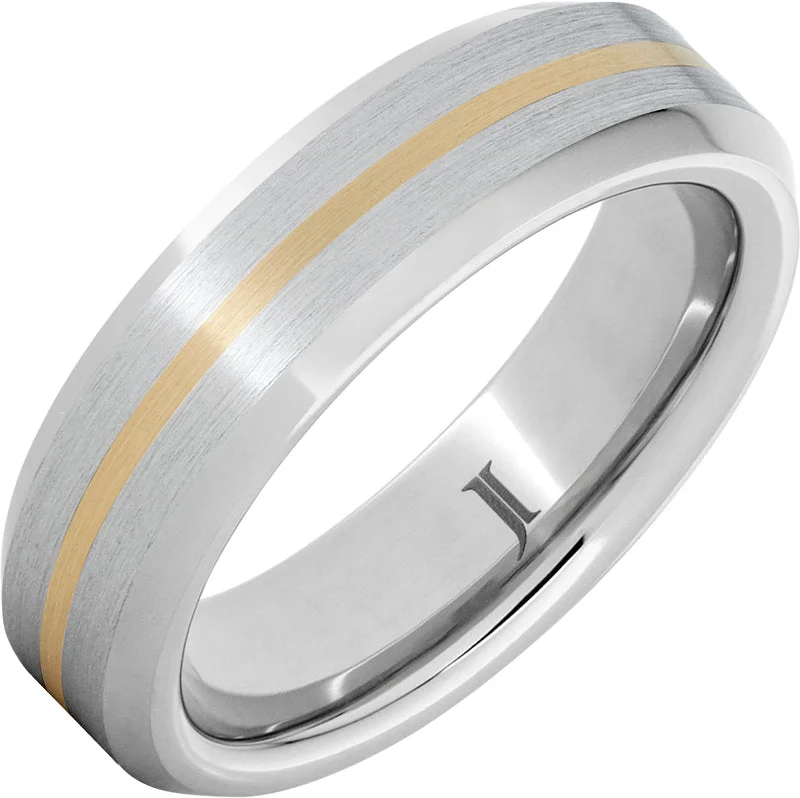 Women’s adjustable gold rings-Serinium® Ring with 14K Gold Inlay