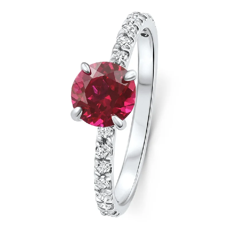 Women’s antique engagement rings-VS 1Ct Round Ruby Diamond Ring 10k Gold Lab Grown