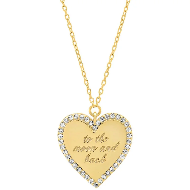 Women’s silver pendant necklaces-TAI Gold "To the Moon & Back"Heart Necklace