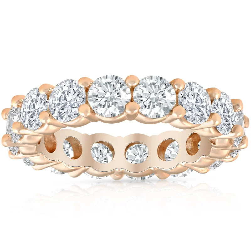 Women’s engagement rings with custom designs-4Ct Diamond Eternity Wedding Ring Lab Grown Diamond 14k Rose Gold