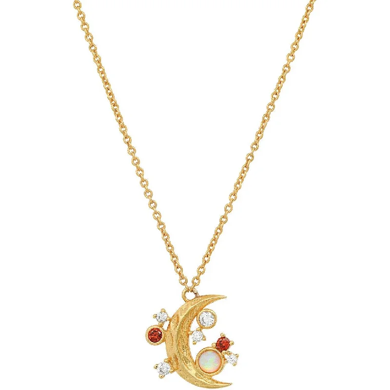 Women’s nature-inspired necklaces-TAI CRESCENT MOON PENDANT WITH TWINKLING STAR ACCENTS