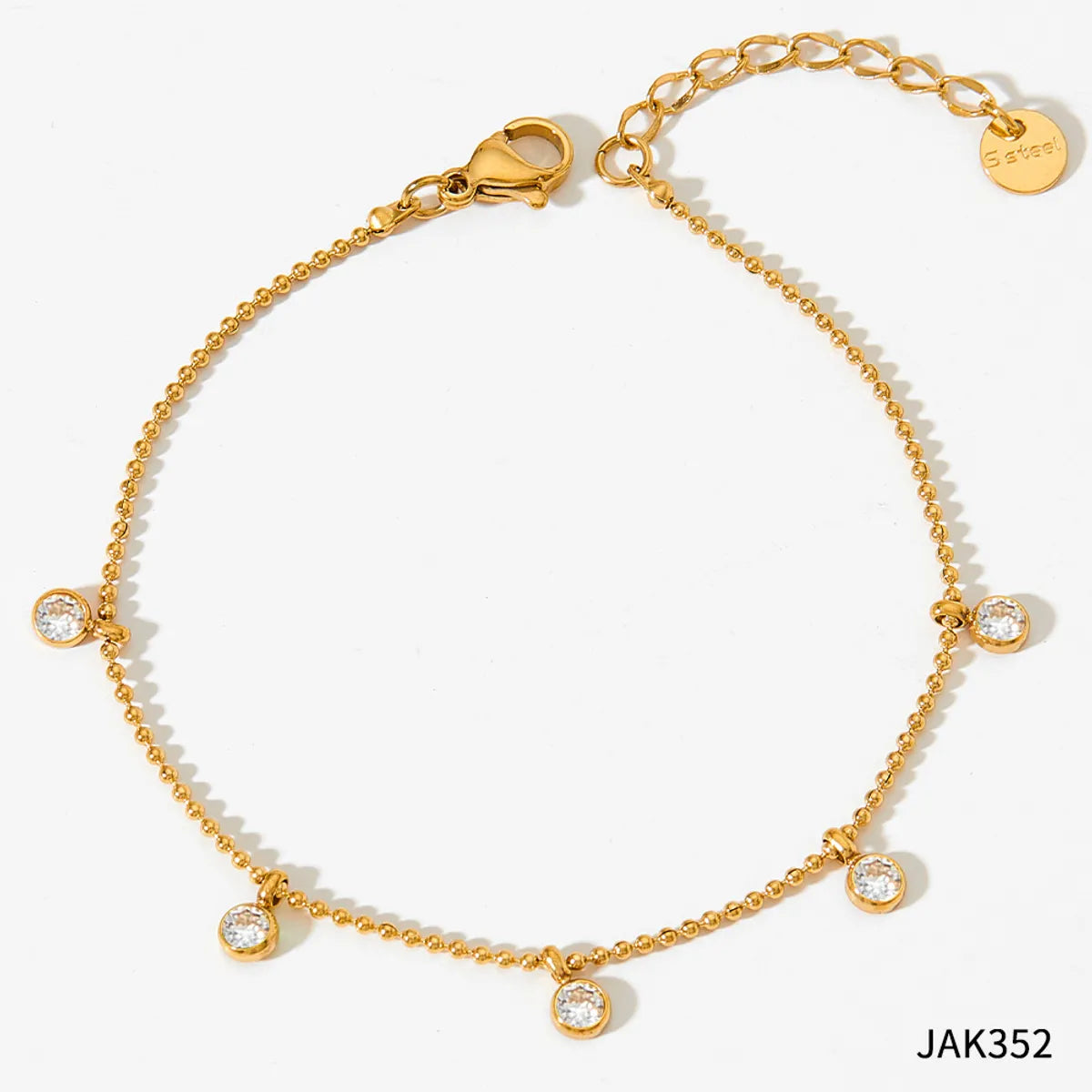 Jak352 Gold Anklet + White Zirconium