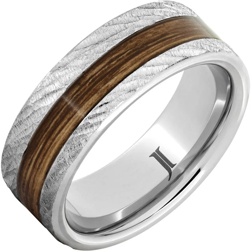 Women’s gemstone rings-Barrel Aged™ Serinium® Ring with Bourbon Wood Inlay and Bark Finish