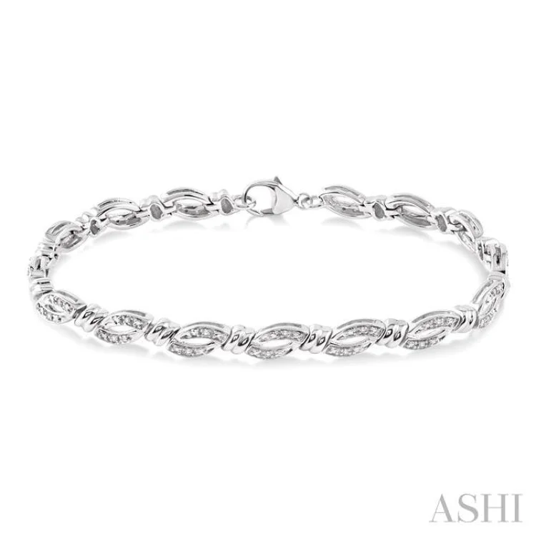 Women’s minimalist bangles-1/6 Ctw Knot Shape Single Cut Diamond Bracelet in Sterling Silver