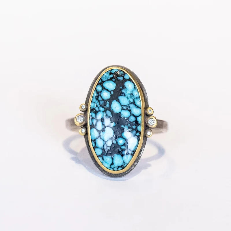 Women’s rose cut engagement rings-Ananda Khalsa | Turquoise and Diamond Ring