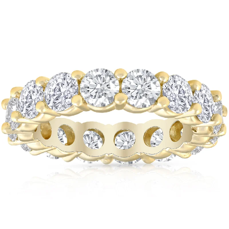 Women’s cushion cut engagement rings-4Ct Diamond Eternity Wedding Ring Lab Grown Diamond 14k Yellow Gold