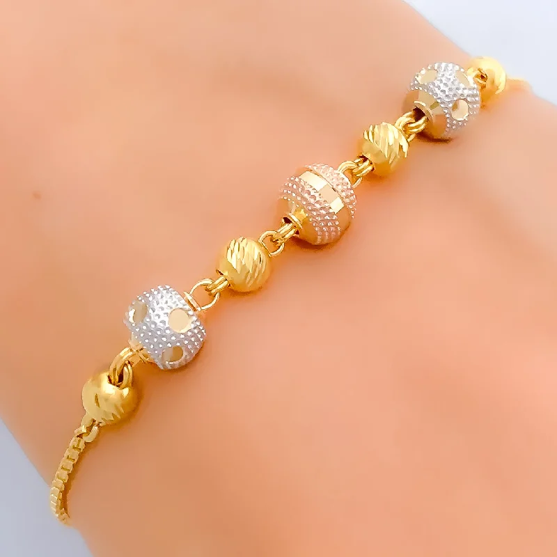 Women’s lucky bracelets-Upscale Dotted Orb 22k Gold Bracelet