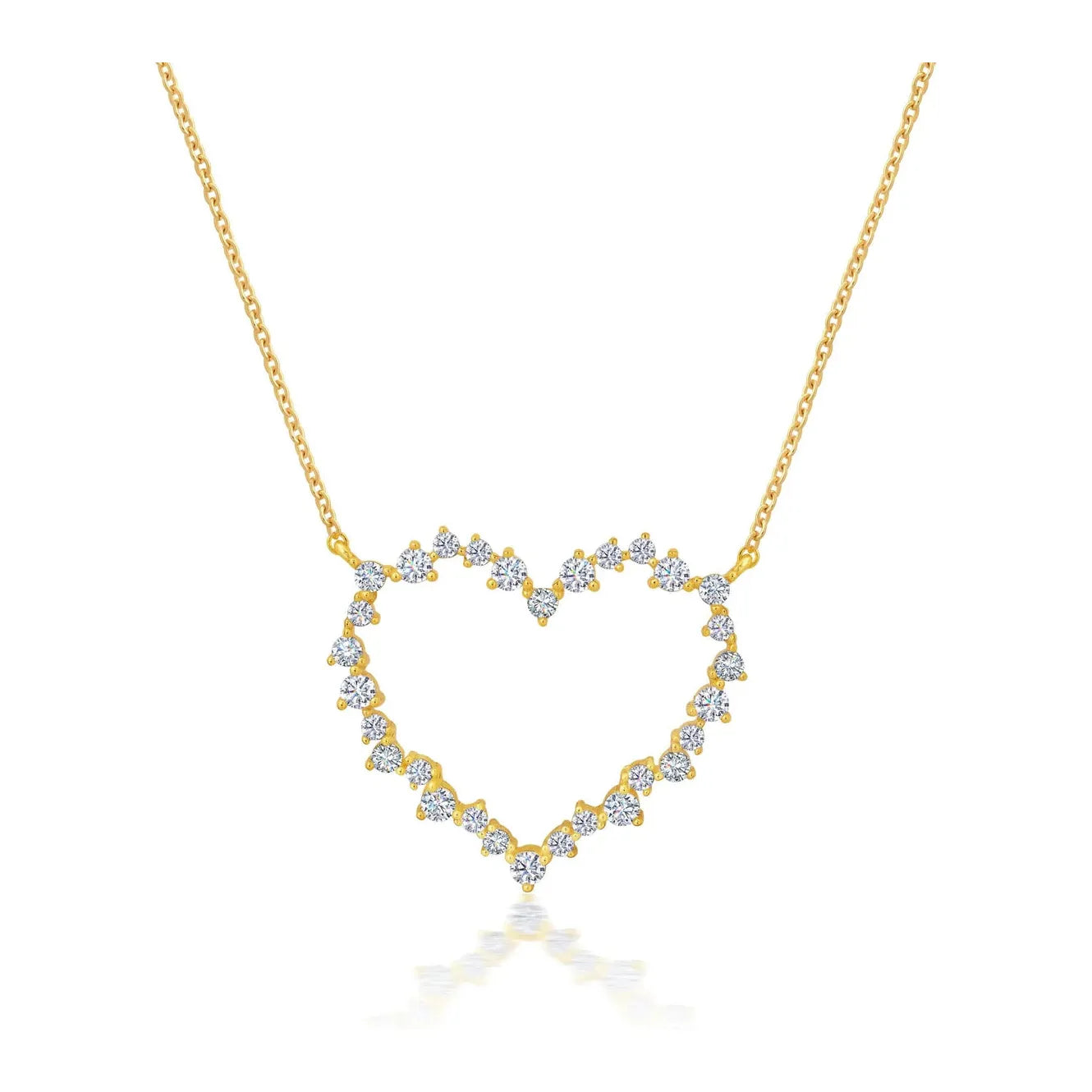 Women’s simple pearl necklaces-CRISLU Adore Open Heart Mix Shape Necklace in Gold