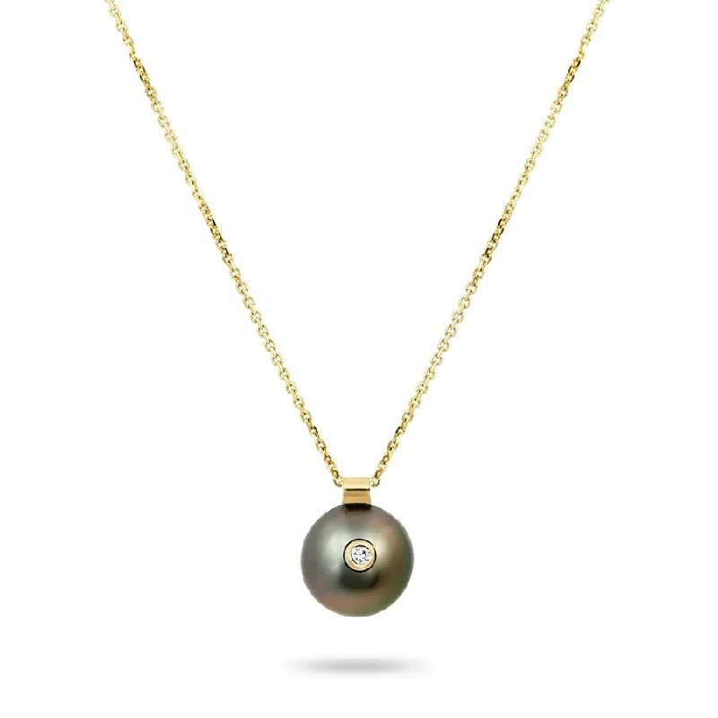 Women’s boho necklaces-Everly Necklace, Tahitian Black Pearl