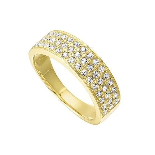 Women’s diamond solitaire rings-Diamond Triple Row Stackable Ring in 14k Yellow Gold (1/2ctw)