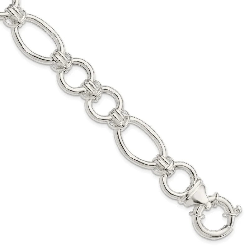 Women’s woven bracelets-Sterling Silver Polished Fancy Link 7.5 inch Bracelet-WBC-QG4486-7.5