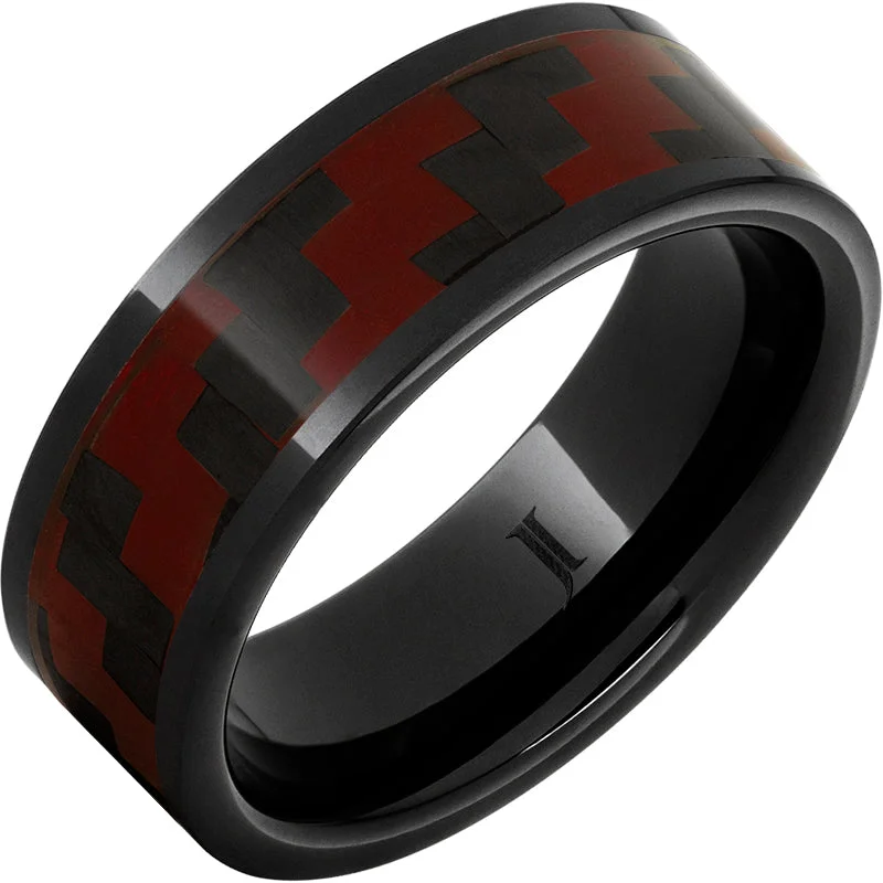 Women’s halo rings-Black Diamond Ceramic™ Ring with Deep Red Carbon Fiber Inlay