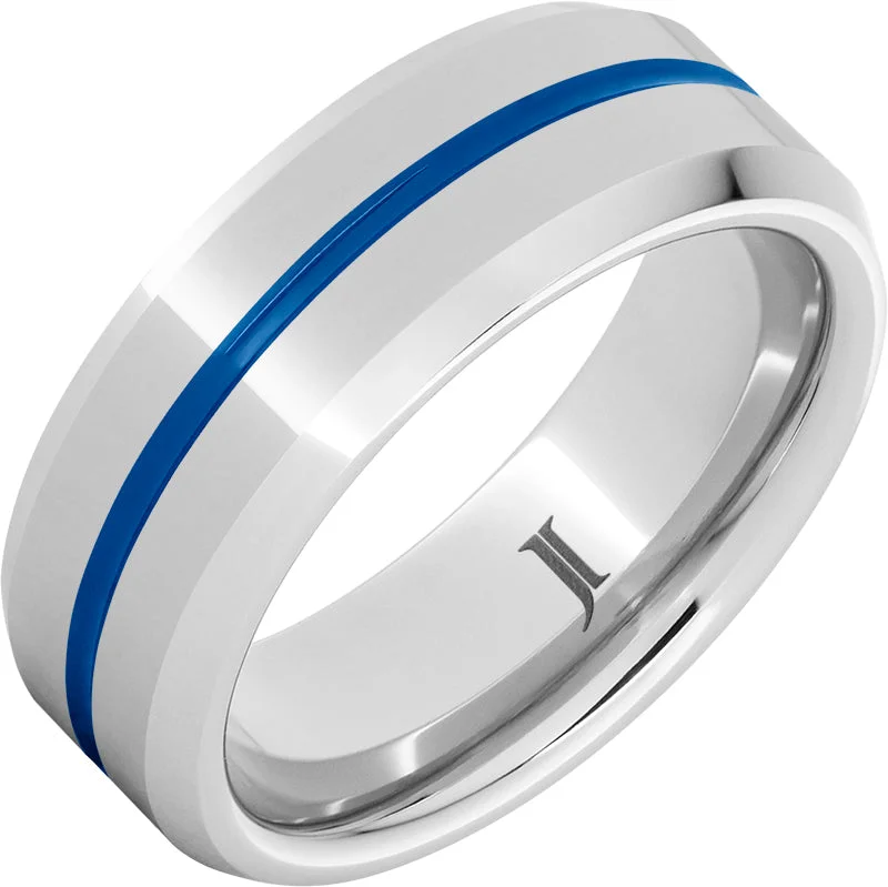 Women’s rose gold stackable rings-Thin Blue Line Serinium® Ring