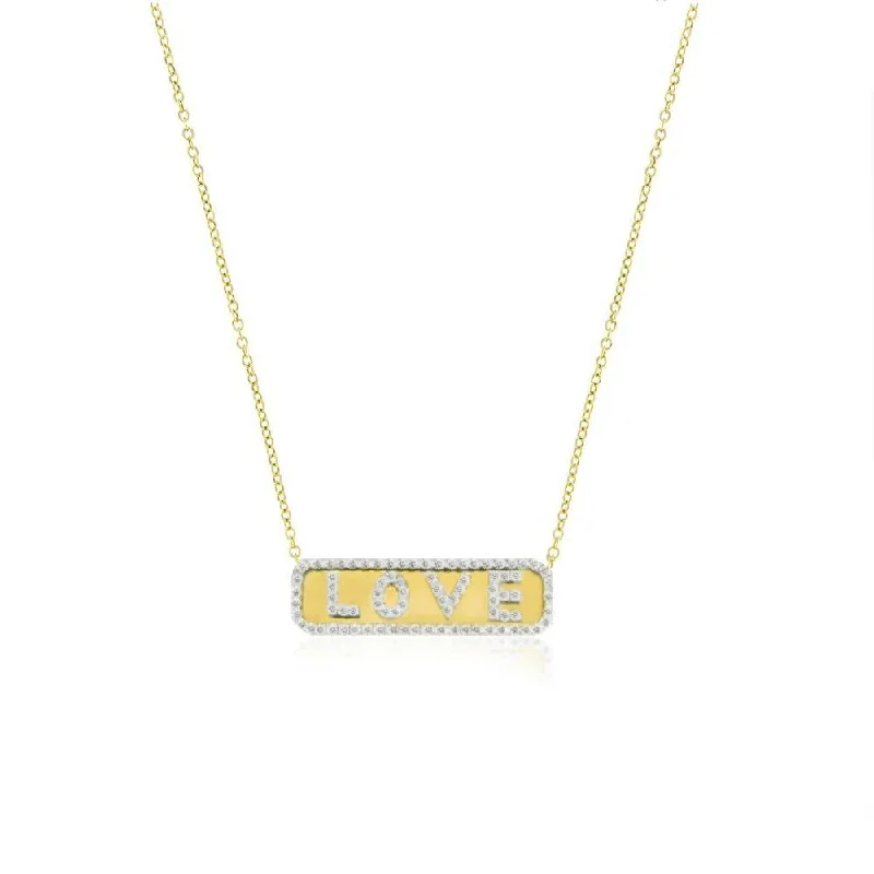 Women’s long chain necklaces-Meira T Love Plate Necklace