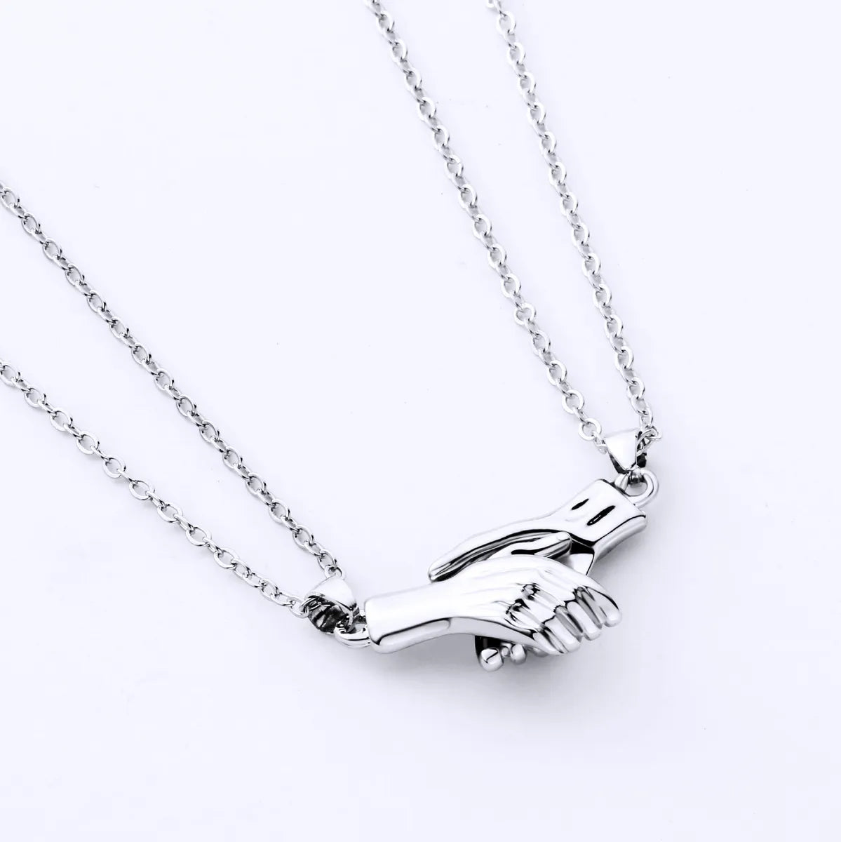 Women’s geometric necklaces-Novelty Hand Alloy Plating Metal Couple Pendant Necklace