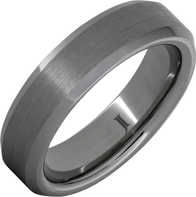 Women’s minimalist rings-Rugged Tungsten™ Beveled Edge Ring with Satin Finish