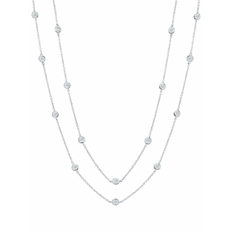 Women’s pearl pendant necklaces-Crislu Bezel 36" Necklace Finished in Pure Platinum 4mm