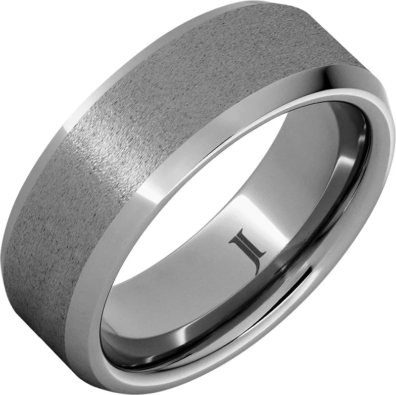 Women’s vintage rings-Rugged Tungsten™ Beveled Edge Ring with Stone Finish