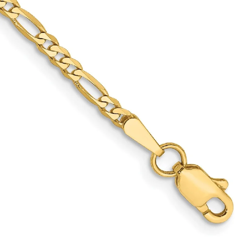 Women’s unique bangle bracelets-14k Yellow Gold 2.25mm Flat Figaro Chain Bracelet, 5.5"