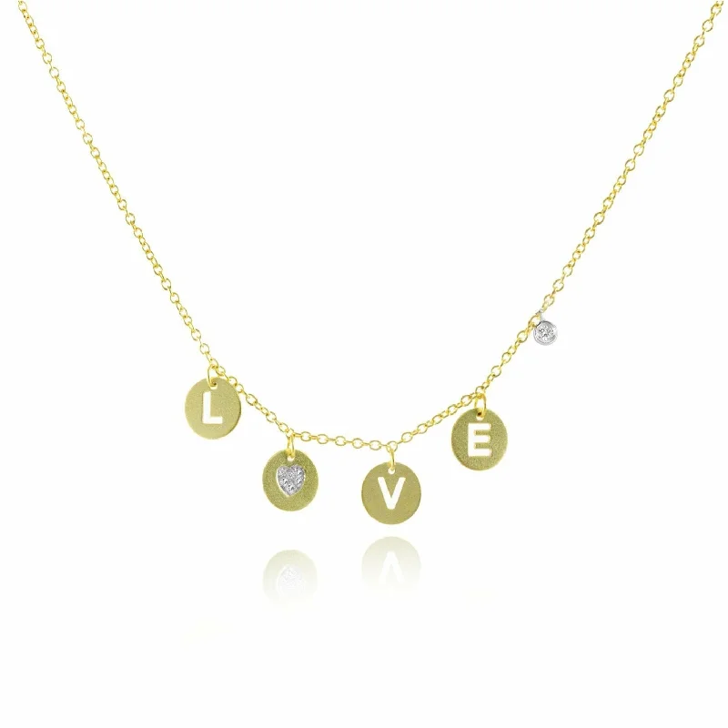 Women’s gold pendant necklaces-Meira T LOVE Disc Charm Necklace