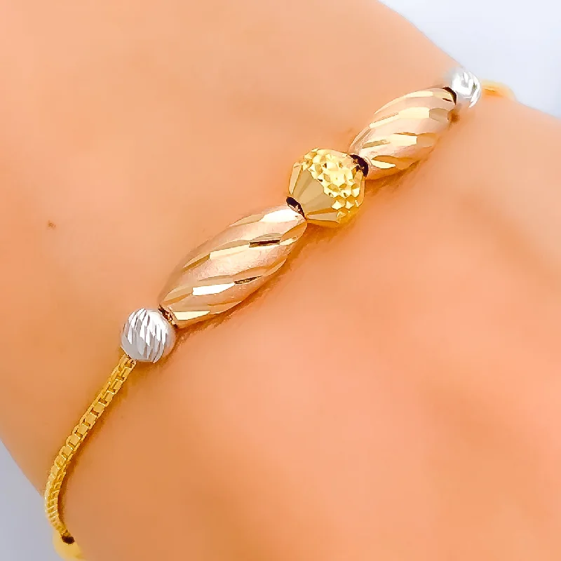 Women’s charm bracelets-Rose Gold Long Orb 22k Gold Bracelet